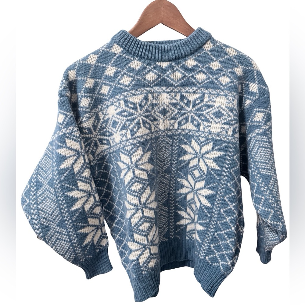Vintage 90s New Zealand Wool Nordic Pattern Crewneck Sweater